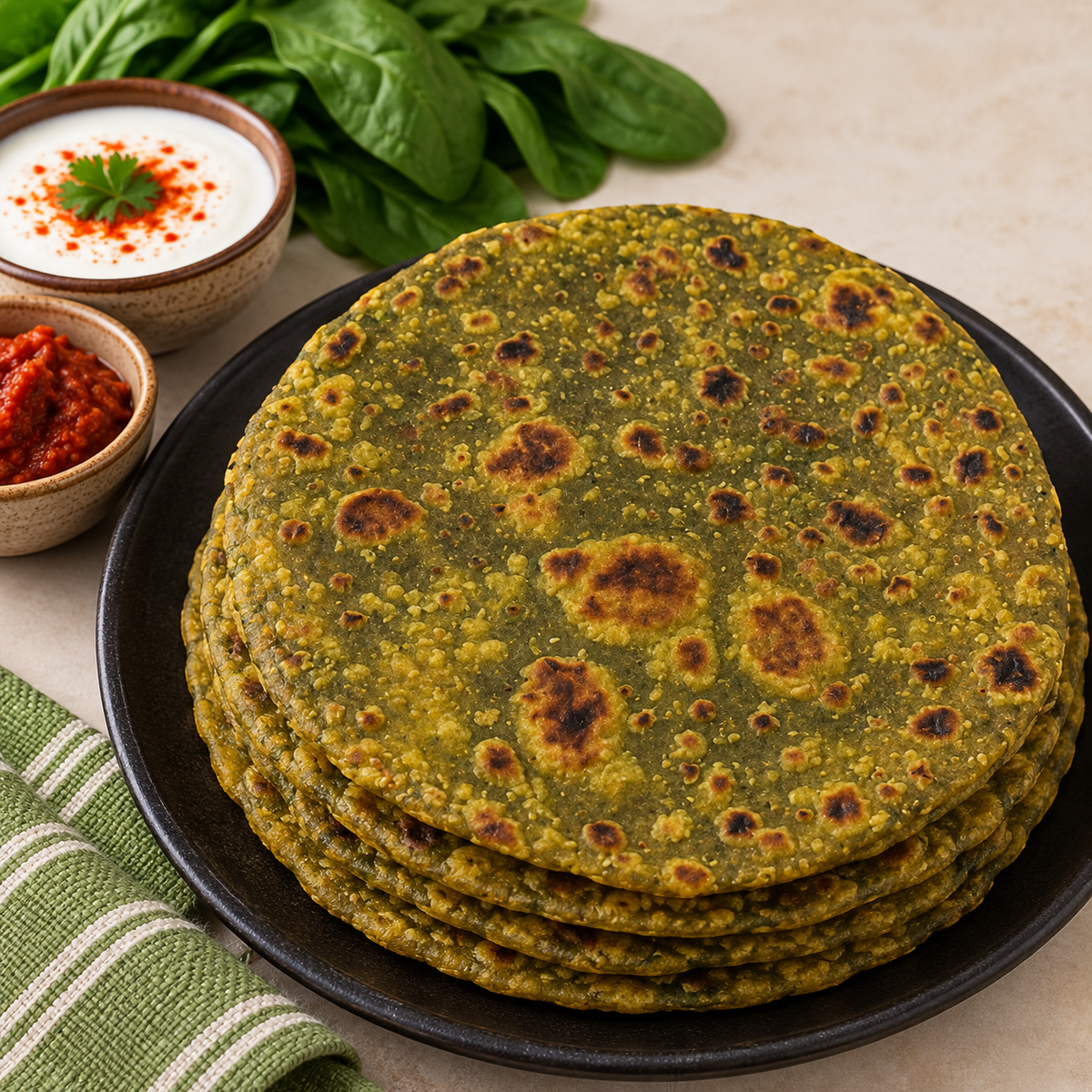 Palak Thepla – Gluten Free + Desi Ghee